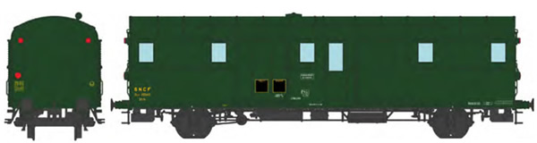 REE Modeles VB-317 - French SNCF OCEM 32 Luggage Van, green 306, 3 headligths, West SNCF N°39943 Era III